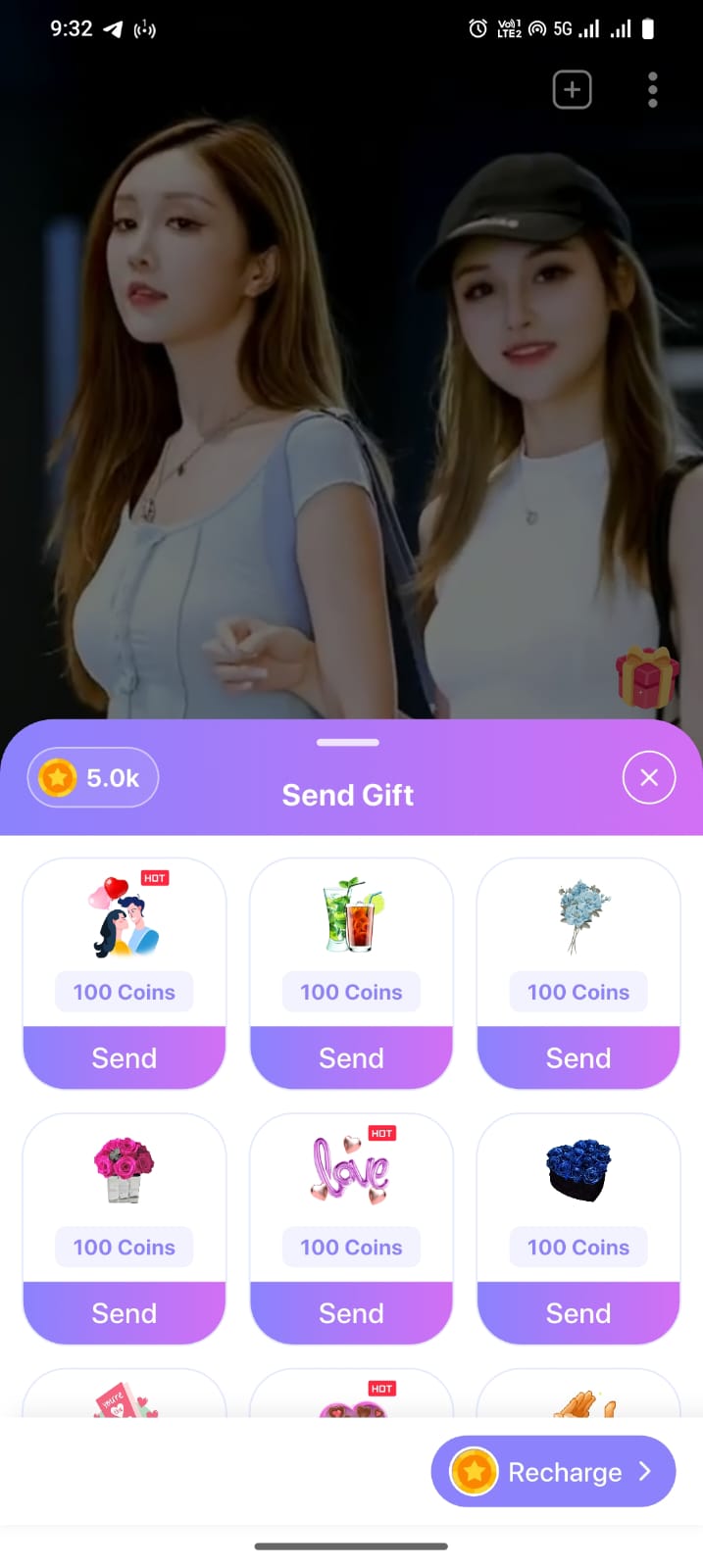 Solo Live live streaming and gift screen